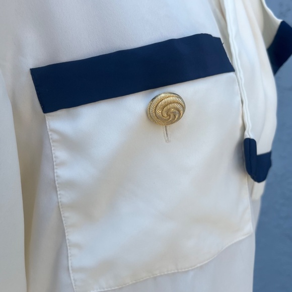 90s blouse size 10 Medium Nautical top Evan Picone - Picture 7 of 14